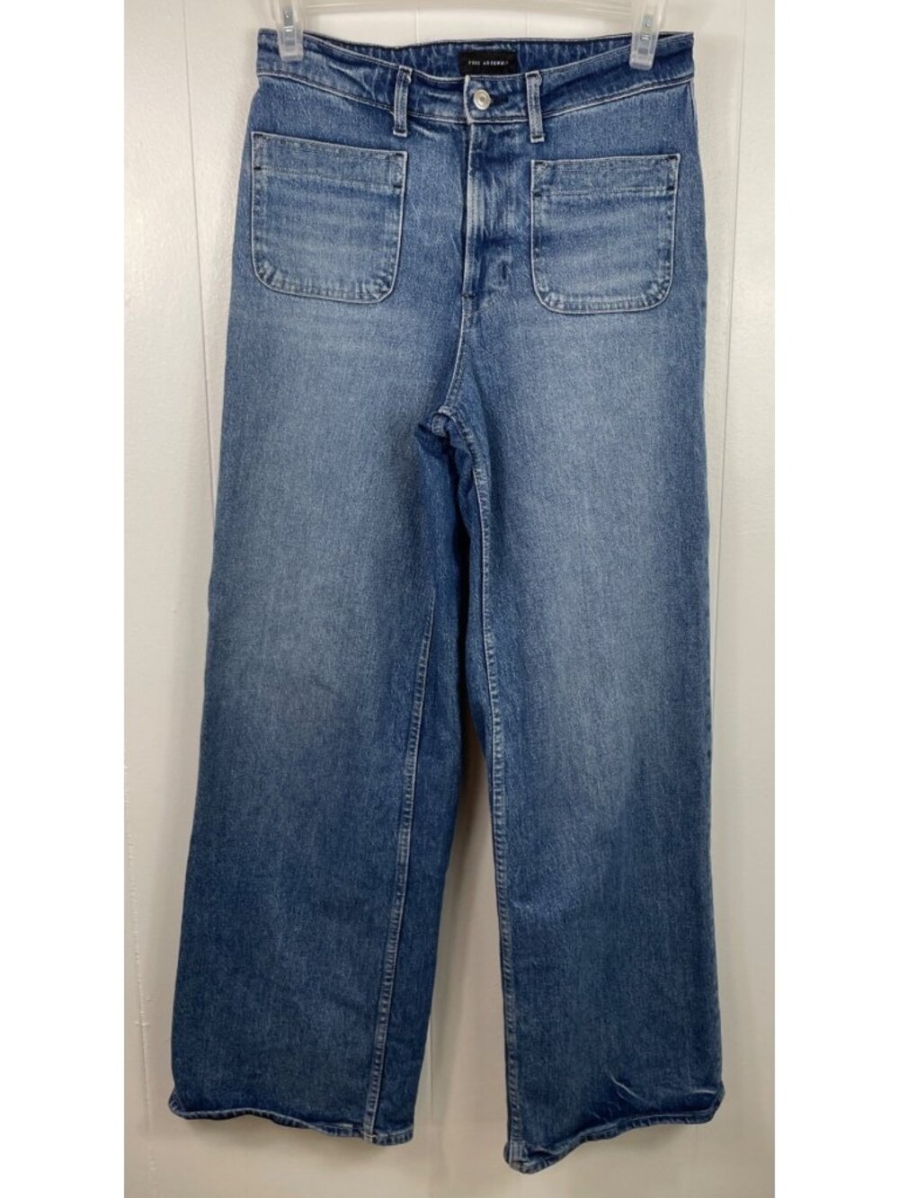 Free Assembly Womens Super High-Waisted Wide Leg Jeans Size 8 Blue Denim